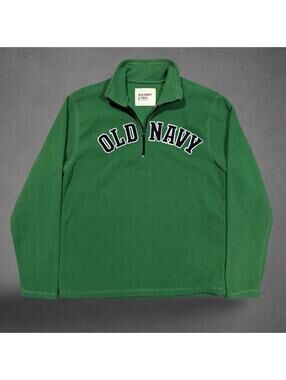 Old Navy Green Fleece Spellout Quarter Zip Pullover Size Small